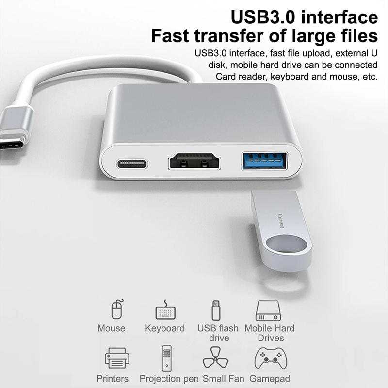 3 in 1 USB Type C Hub to 4K HD - Tablet Accessories For Samsung incelemesi ve fiyatı