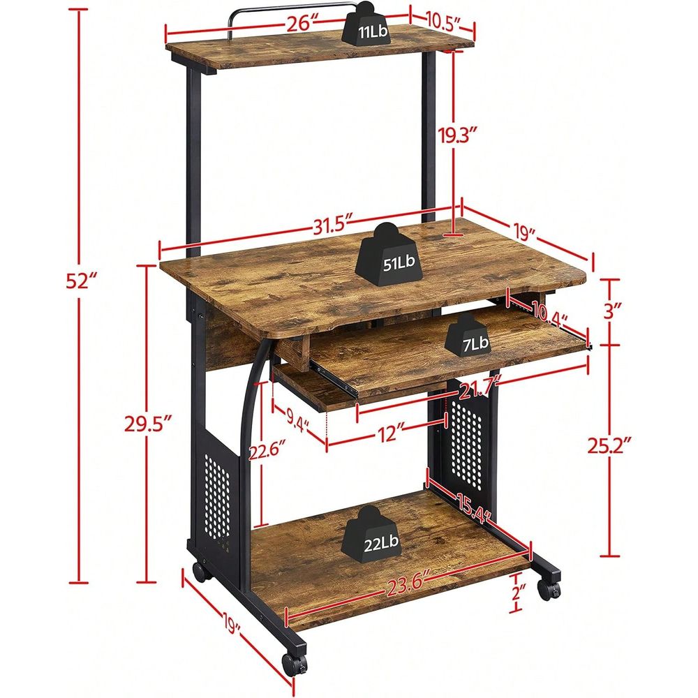 Tiers Rolling Computer Desk Wi - Mobile & Tablet Accessories incelemesi ve fiyatı